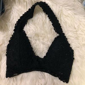 black halter lace bralette